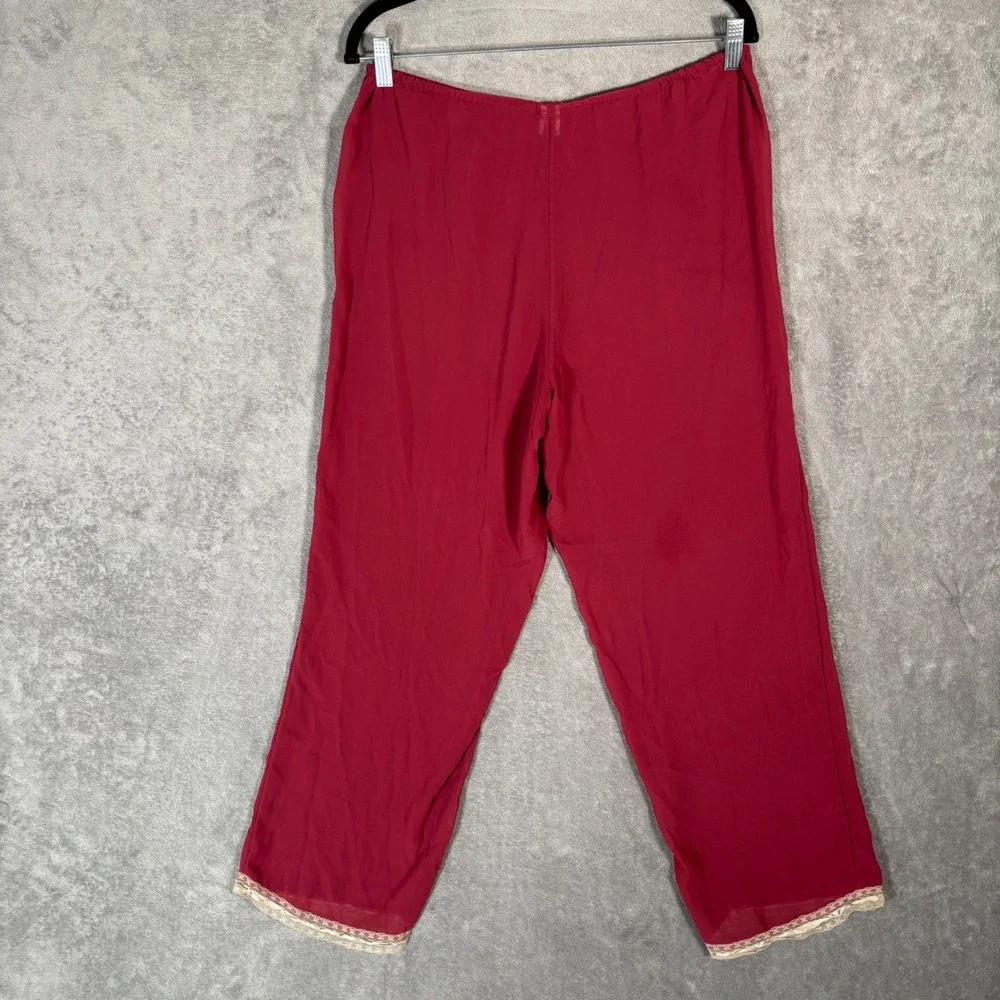 Vintage Victoria's Secret Burgundy Red Babydoll Cami Pajama Set Lace‎ Trim M Y2K